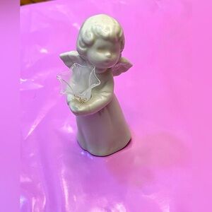 Schmid Bros Porcelain Angel Holding vase etched in gold Christmas Holiday Gift